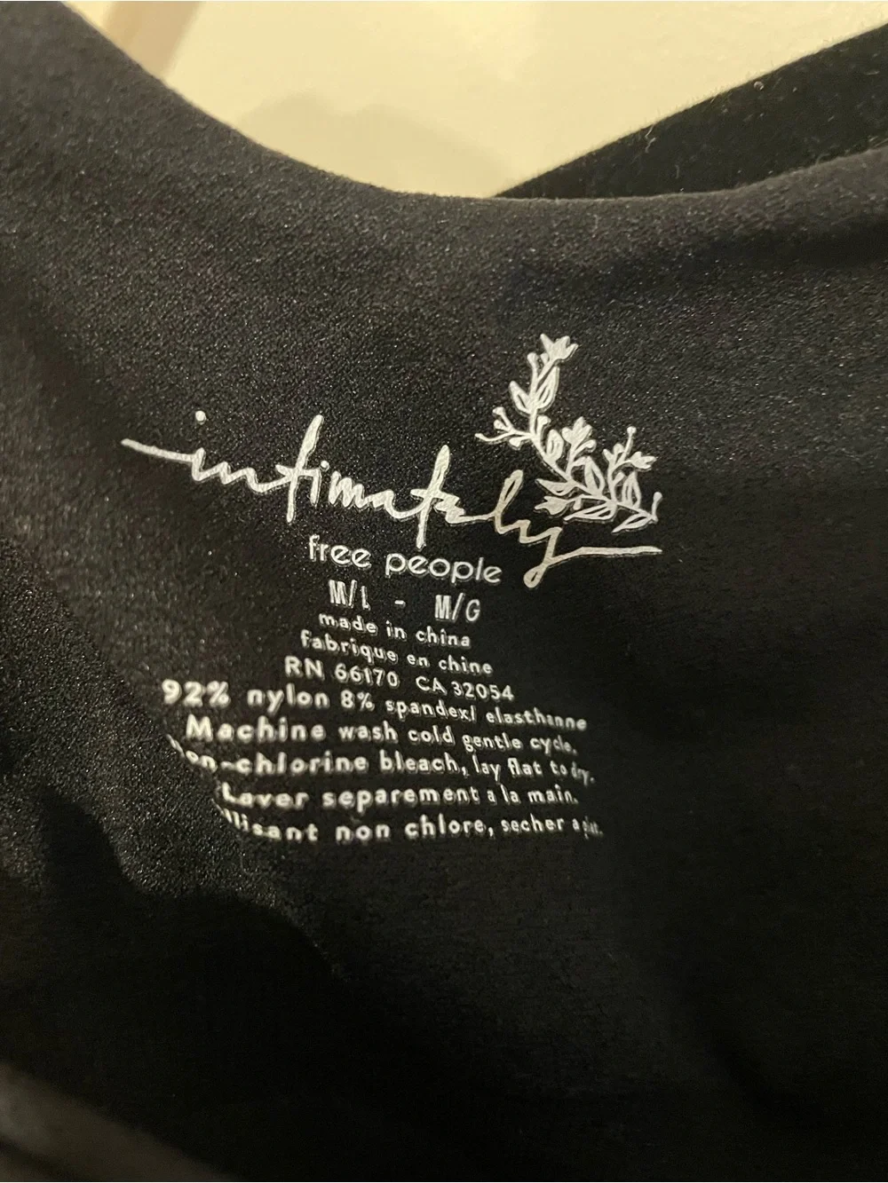NWOT Free People Intimately Clean Lines Bodysuit Black Size M/L